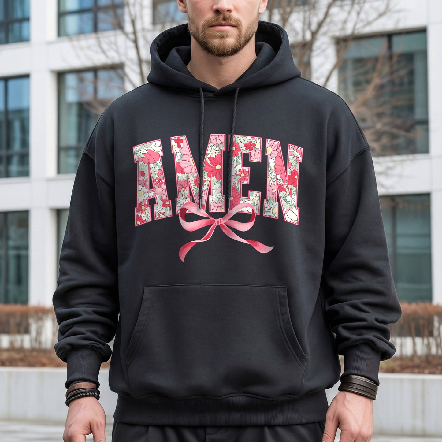 Amen Spring Flowers And Ribbon - Christian Pattern - Unisex Tshirt / Hoodie / Sweatshirt