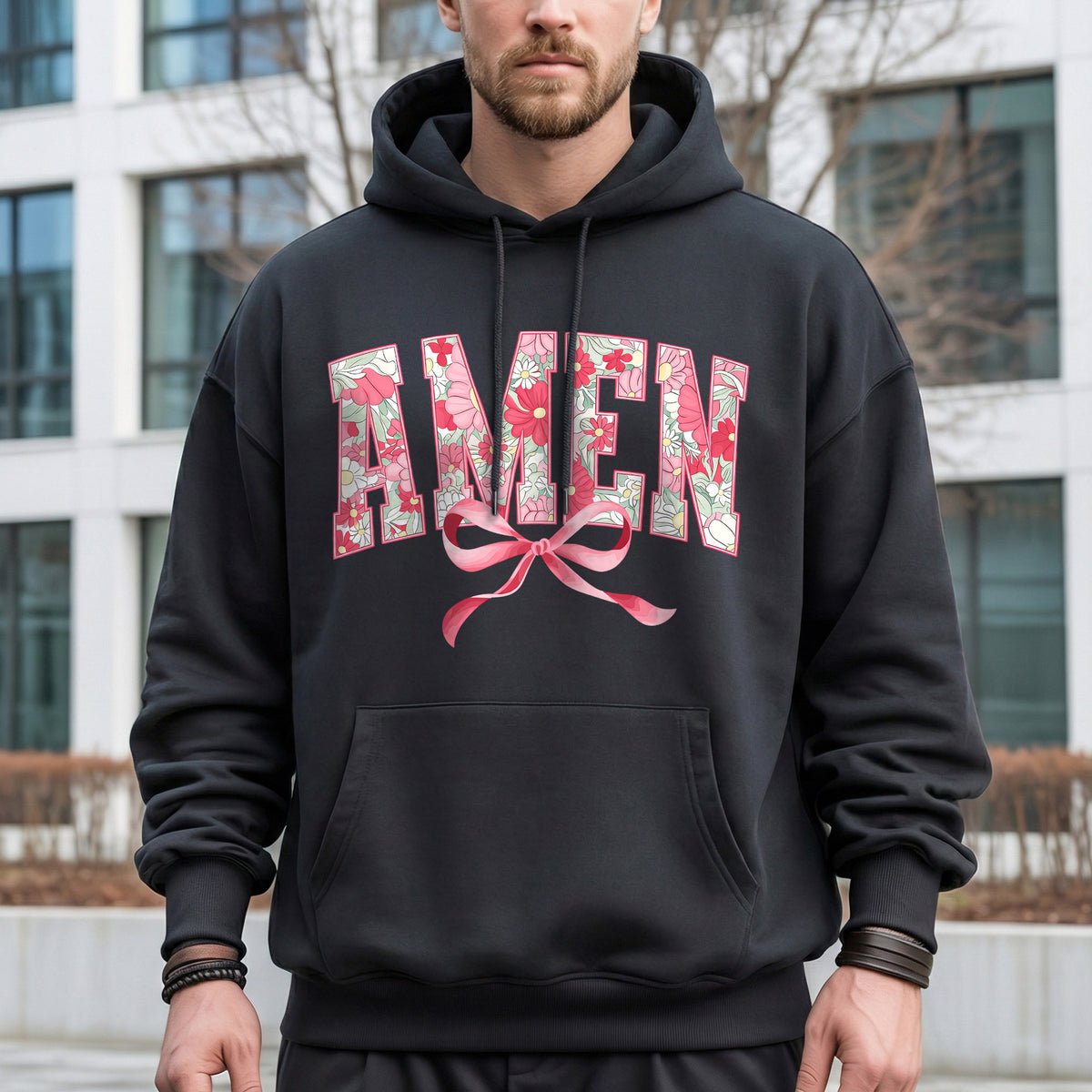 Amen Spring Flowers And Ribbon - Christian Pattern - Unisex Tshirt / Hoodie / Sweatshirt