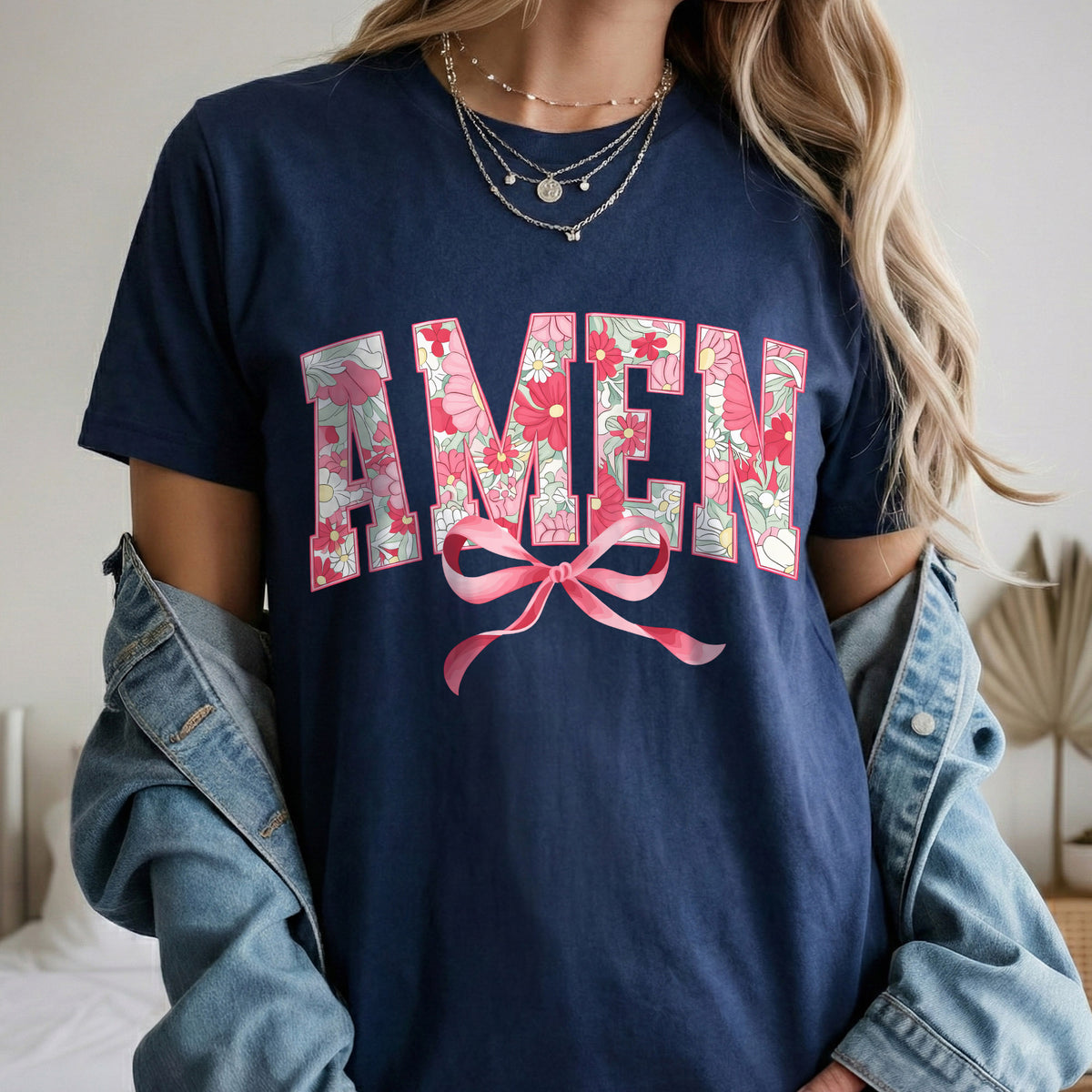 Amen Spring Flowers And Ribbon - Christian Pattern - Unisex Tshirt / Hoodie / Sweatshirt