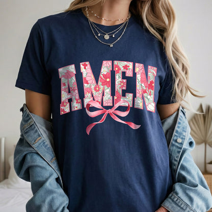 Amen Spring Flowers And Ribbon - Christian Pattern - Unisex Tshirt / Hoodie / Sweatshirt