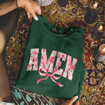 Amen Spring Flowers And Ribbon - Christian Pattern - Unisex Tshirt / Hoodie / Sweatshirt