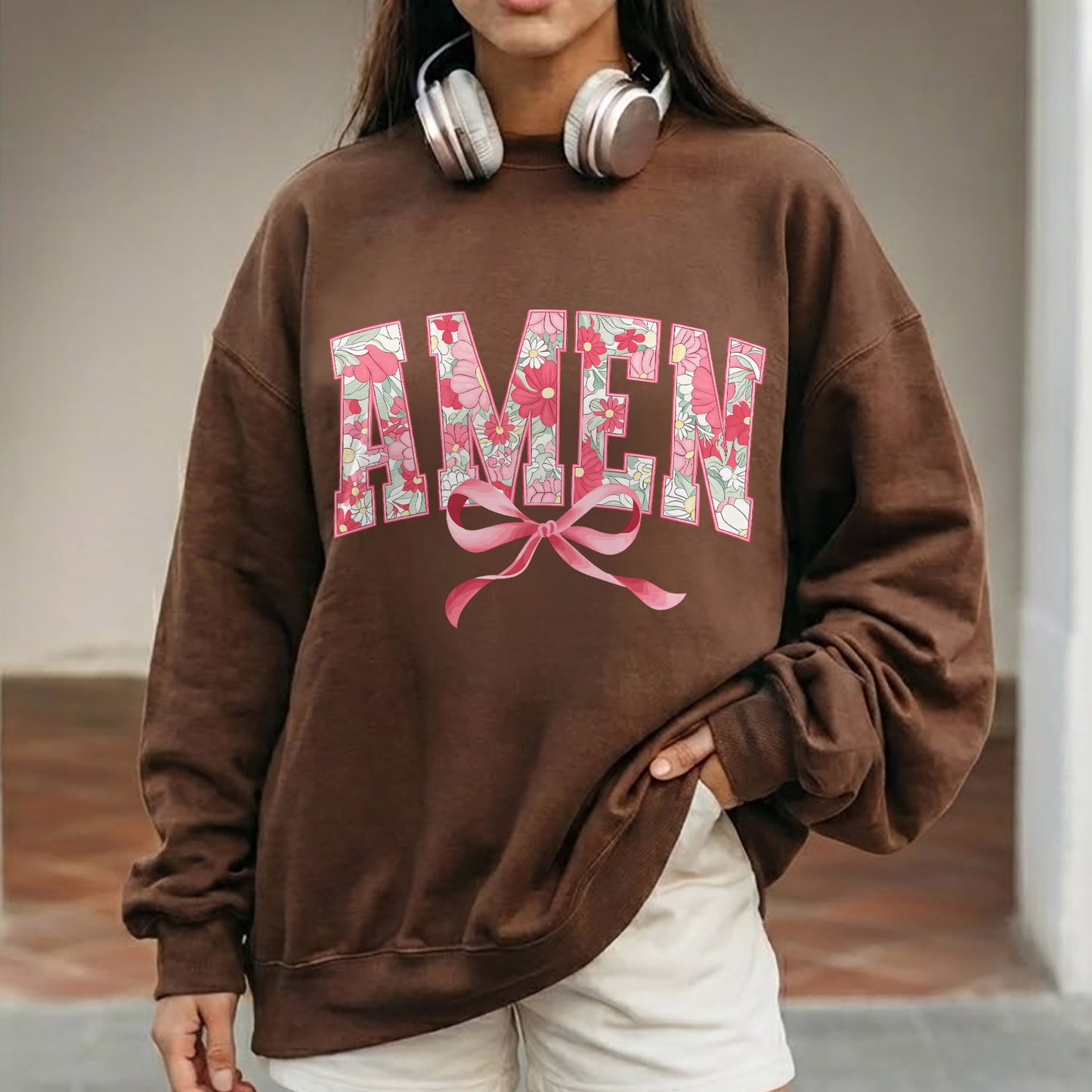 Amen Spring Flowers And Ribbon - Christian Pattern - Unisex Tshirt / Hoodie / Sweatshirt
