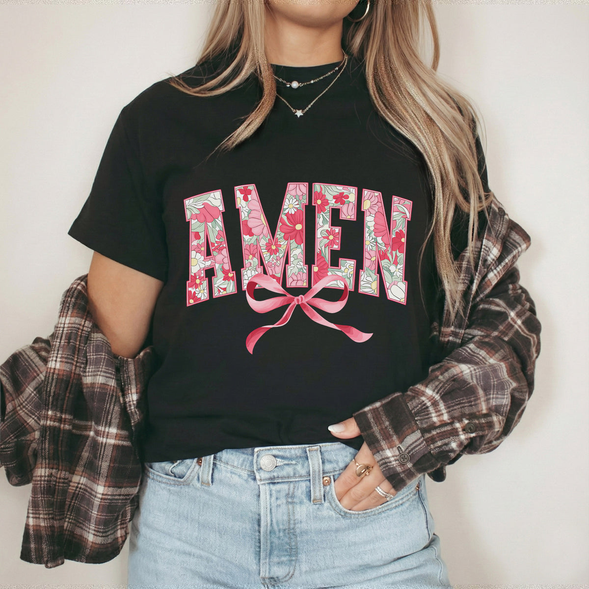 Amen Spring Flowers And Ribbon - Christian Pattern - Unisex Tshirt / Hoodie / Sweatshirt