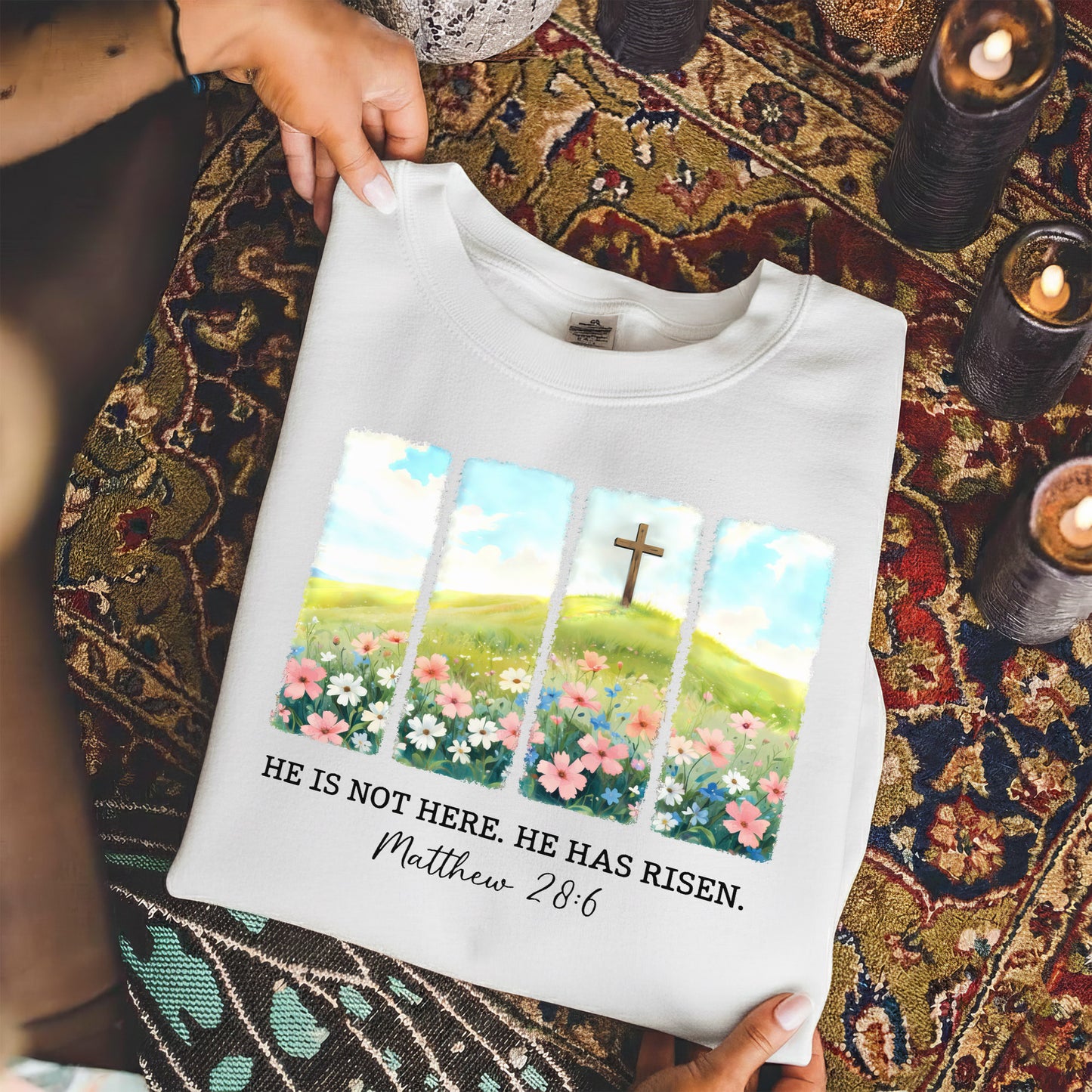 He Is Not Here Matthew 28:6 – He is Risen – Unisex Tshirt / Hoodie / Sweatshirt