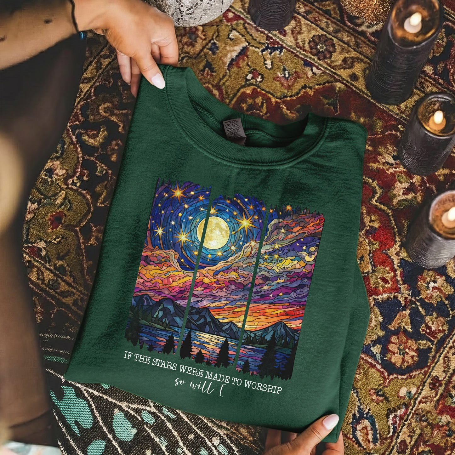 If The Stars Were Made To Worship Scenic Night Sky – Faith Sunset – Unisex Tshirt / Hoodie / Sweatshirt