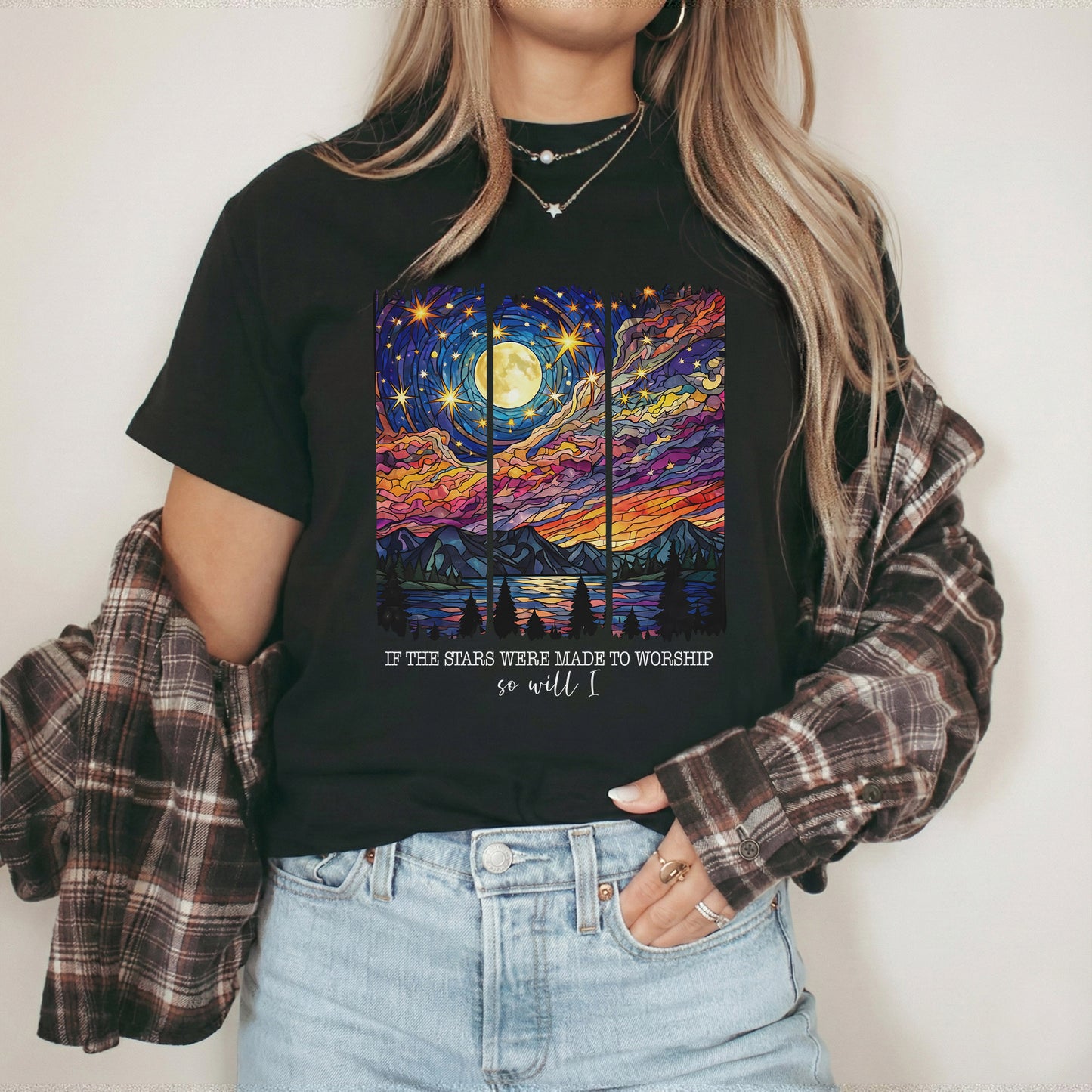 If The Stars Were Made To Worship Scenic Night Sky – Faith Sunset – Unisex Tshirt / Hoodie / Sweatshirt