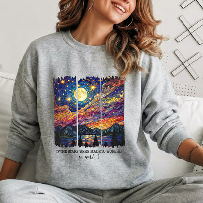 If The Stars Were Made To Worship Scenic Night Sky – Faith Sunset – Unisex Tshirt / Hoodie / Sweatshirt