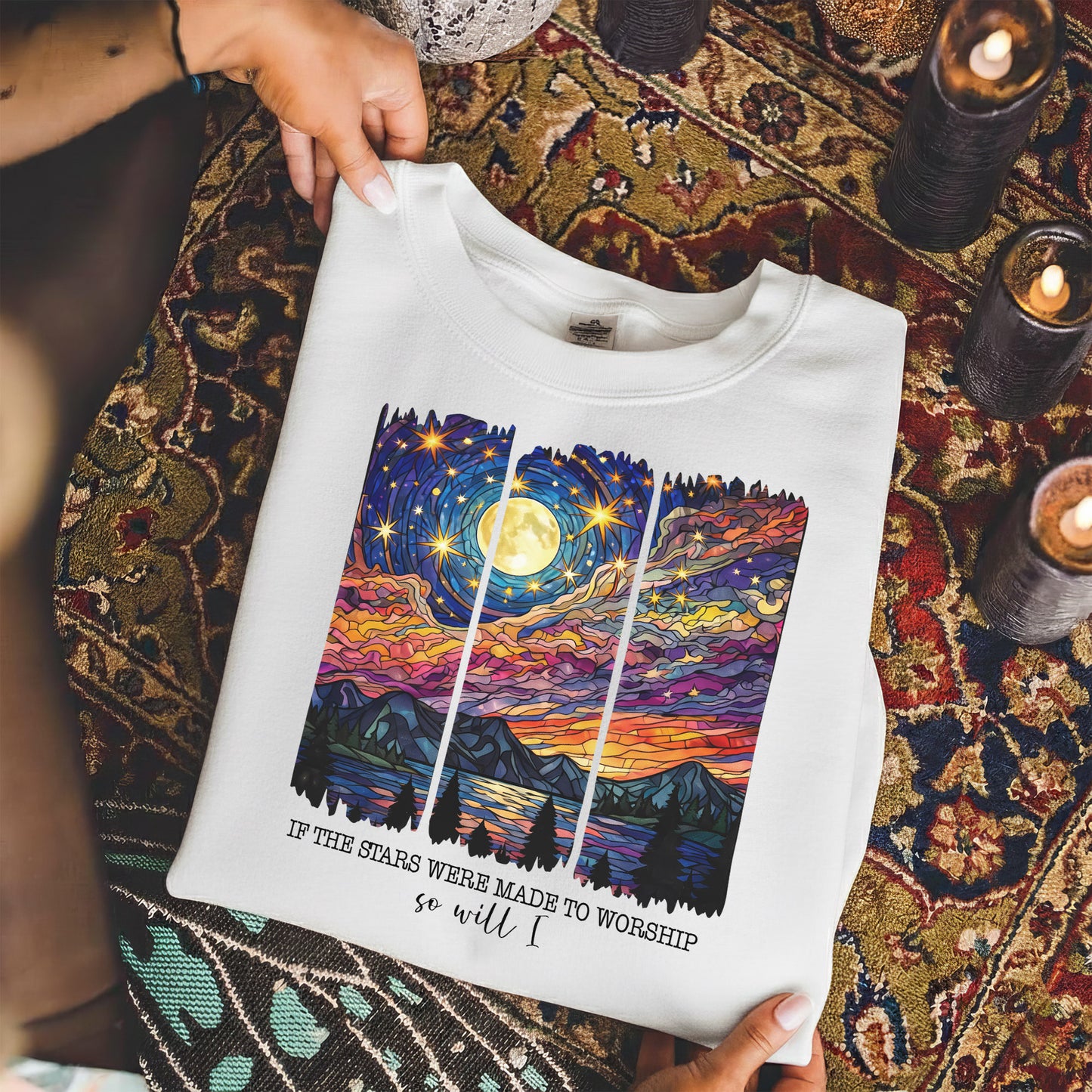 If The Stars Were Made To Worship Scenic Night Sky – Faith Sunset – Unisex Tshirt / Hoodie / Sweatshirt