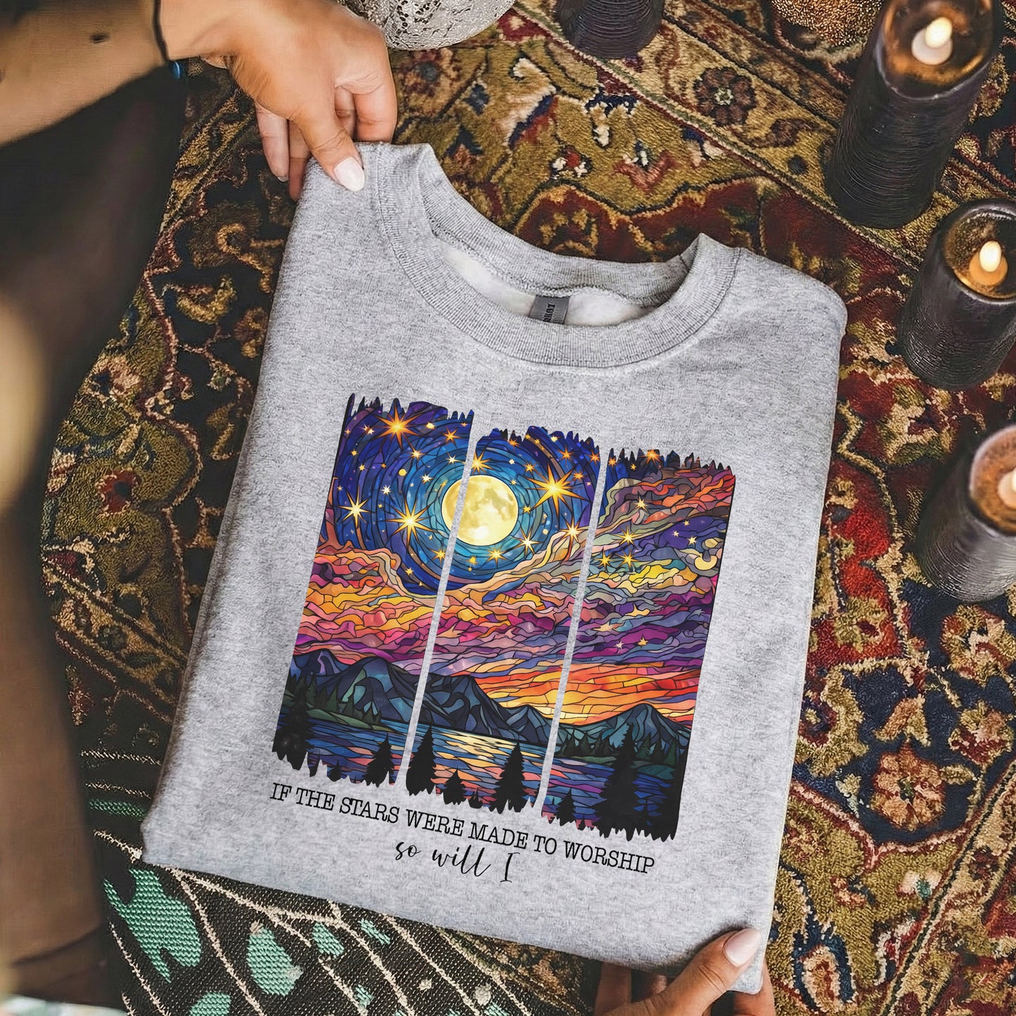 If The Stars Were Made To Worship Scenic Night Sky – Faith Sunset – Unisex Tshirt / Hoodie / Sweatshirt