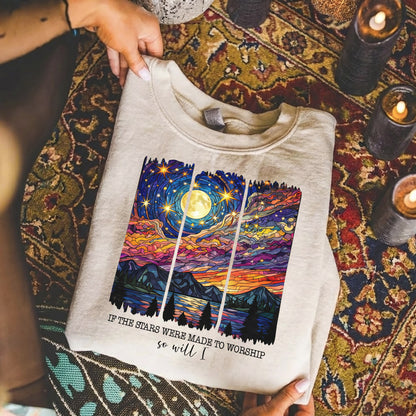 If The Stars Were Made To Worship Scenic Night Sky – Faith Sunset – Unisex Tshirt / Hoodie / Sweatshirt