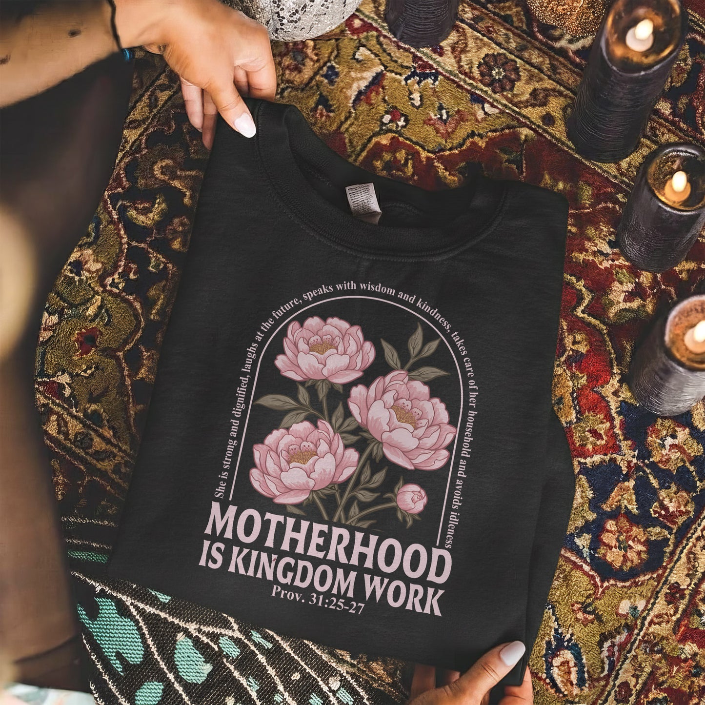 Peony Garden Motherhood Kingdom Work Design – She is Bless – Unisex Tshirt / Hoodie / Sweatshirt