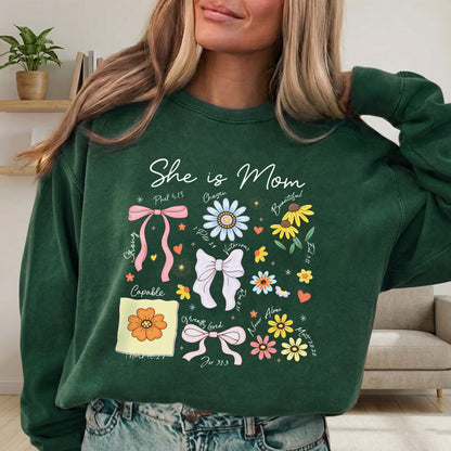 Floral Bible Verses - She is Mom – She is Bless – Unisex Tshirt / Hoodie / Sweatshirt
