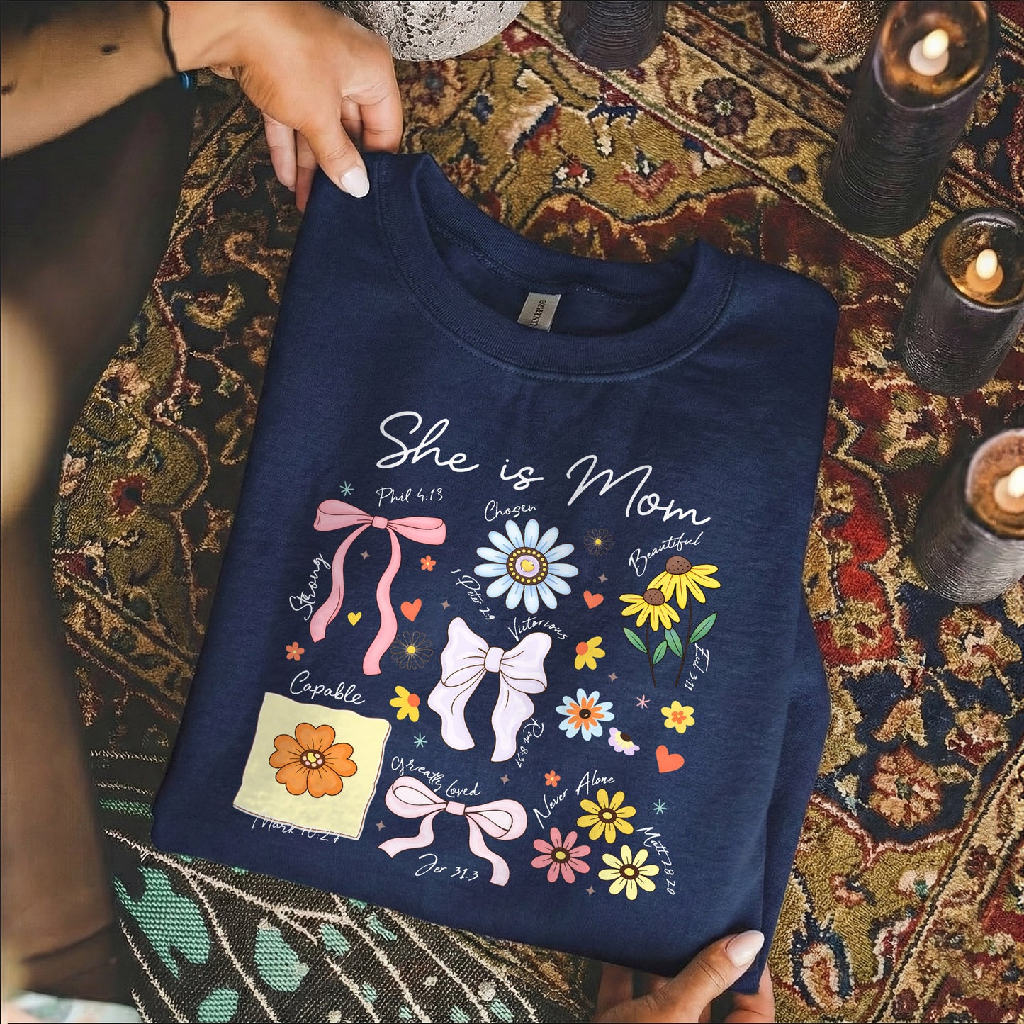 Floral Bible Verses - She is Mom – She is Bless – Unisex Tshirt / Hoodie / Sweatshirt