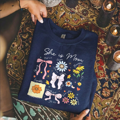 Floral Bible Verses - She is Mom – She is Bless – Unisex Tshirt / Hoodie / Sweatshirt