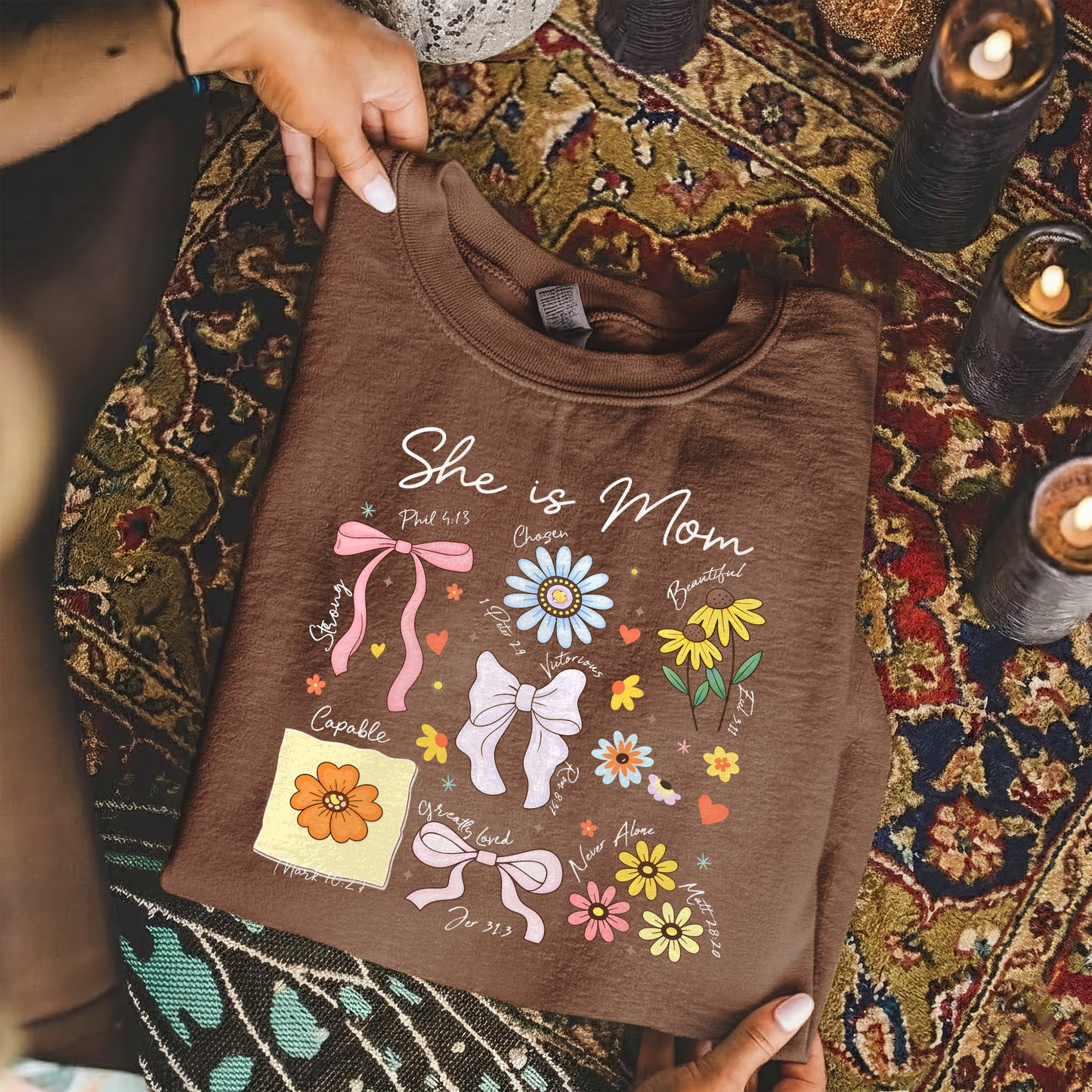 Floral Bible Verses - She is Mom – She is Bless – Unisex Tshirt / Hoodie / Sweatshirt