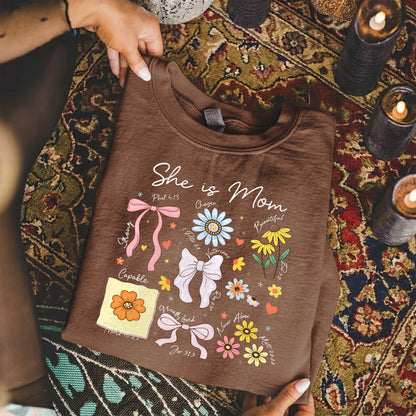 Floral Bible Verses - She is Mom – She is Bless – Unisex Tshirt / Hoodie / Sweatshirt