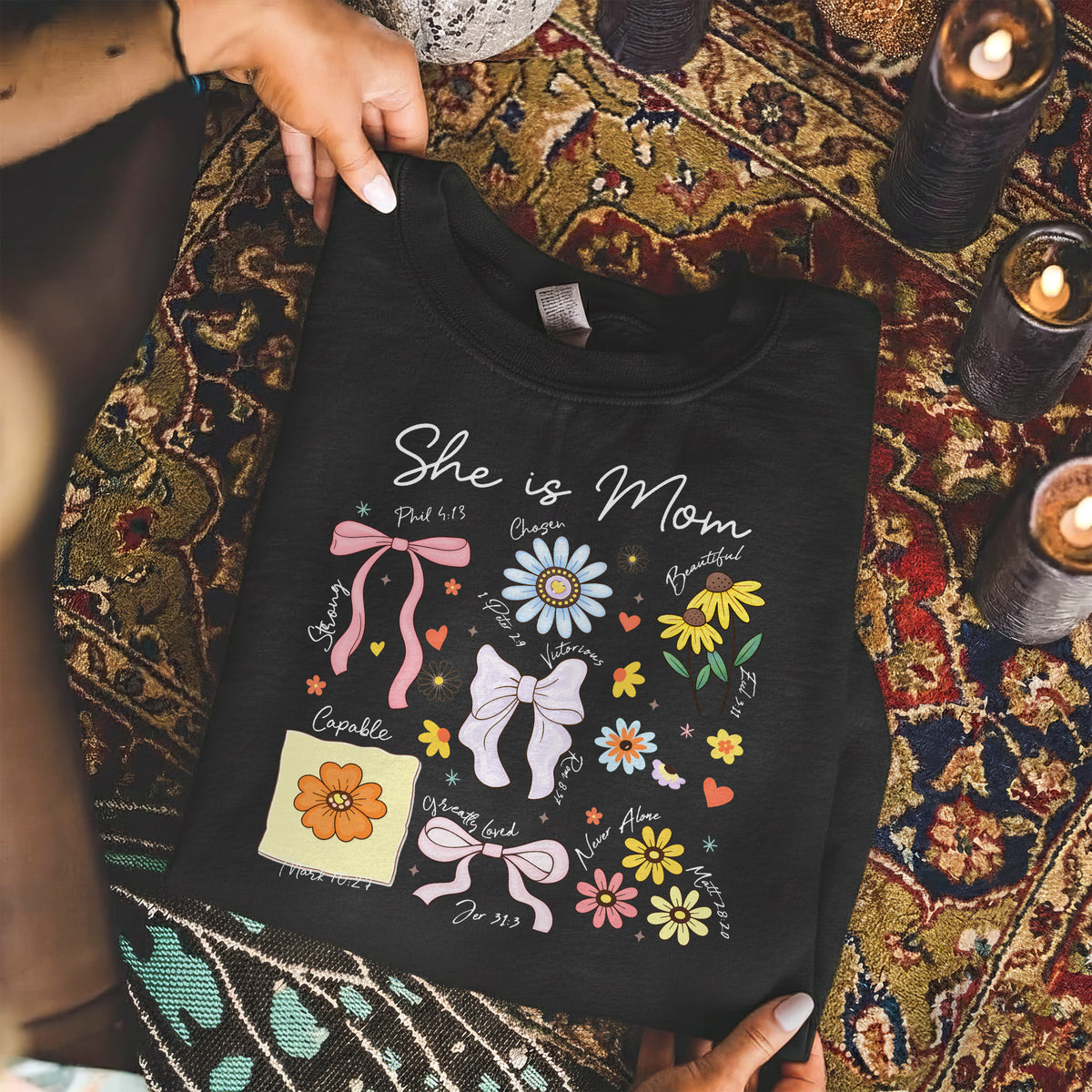Floral Bible Verses - She is Mom – She is Bless – Unisex Tshirt / Hoodie / Sweatshirt