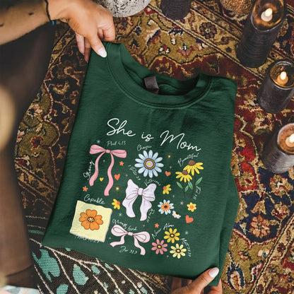 Floral Bible Verses - She is Mom – She is Bless – Unisex Tshirt / Hoodie / Sweatshirt