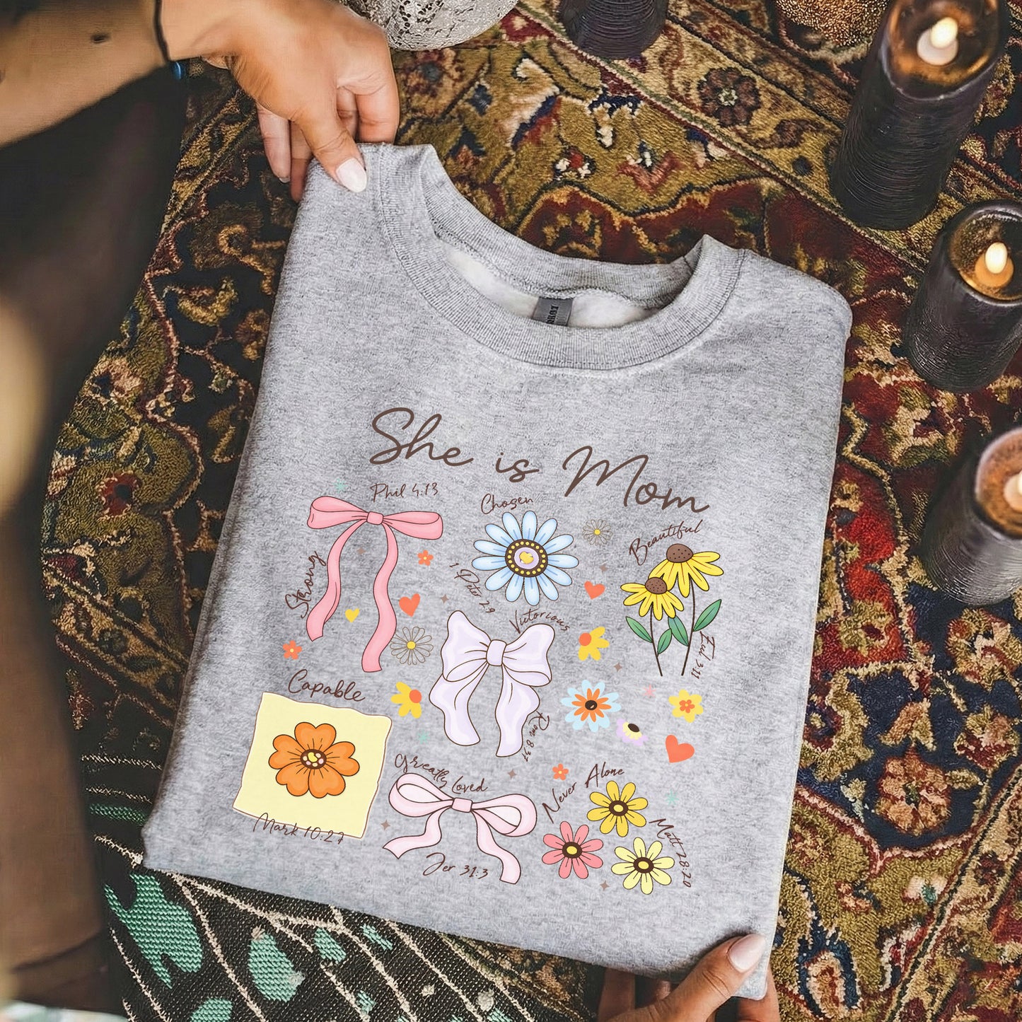 Floral Bible Verses - She is Mom – She is Bless – Unisex Tshirt / Hoodie / Sweatshirt