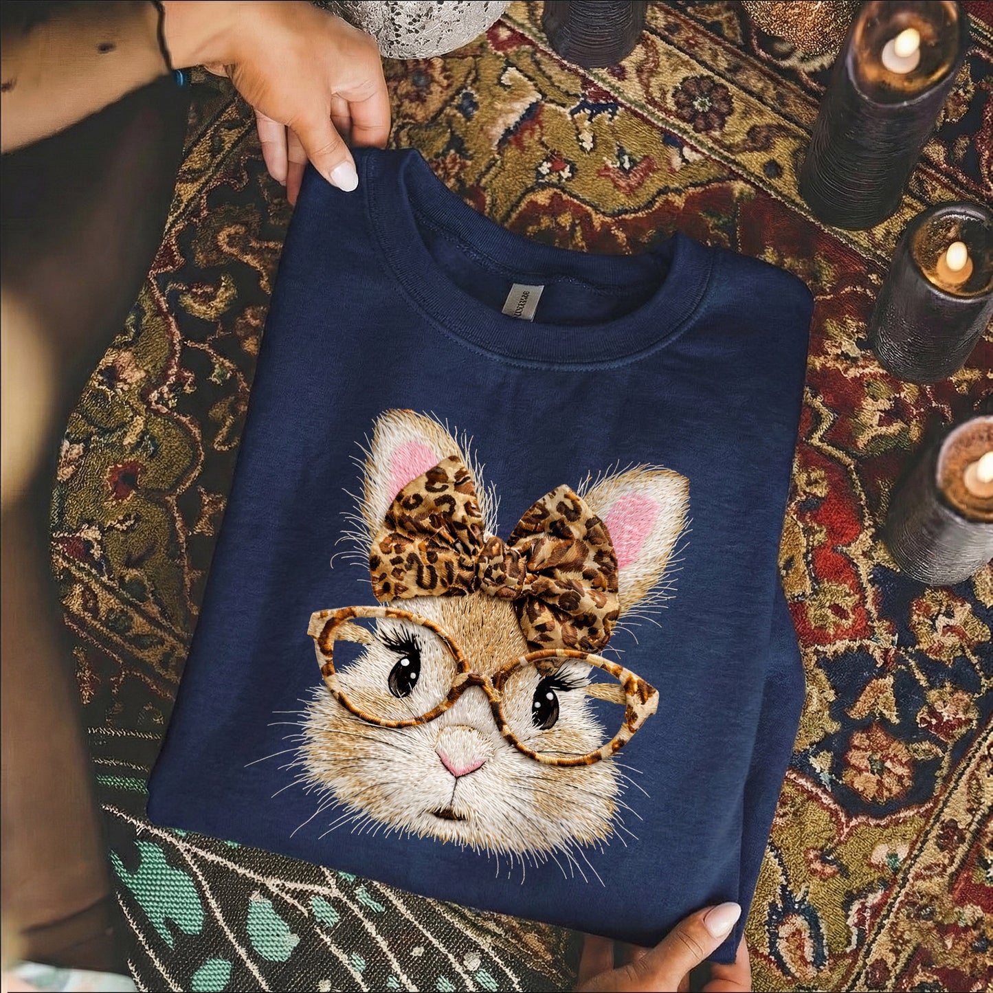 Leopard Bunny Glasses – He is Risen – Unisex Tshirt / Hoodie / Sweatshirt