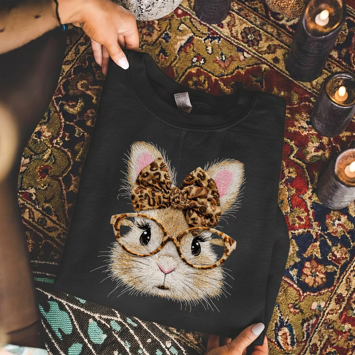 Leopard Bunny Glasses – He is Risen – Unisex Tshirt / Hoodie / Sweatshirt