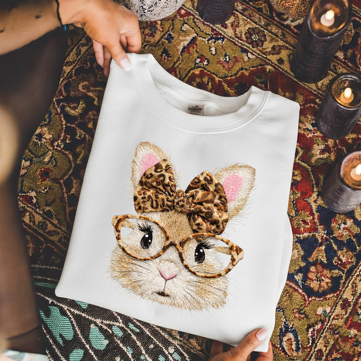 Leopard Bunny Glasses – He is Risen – Unisex Tshirt / Hoodie / Sweatshirt
