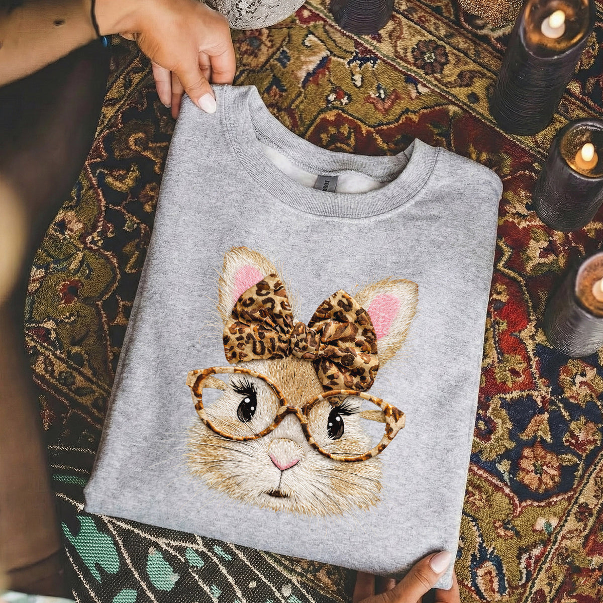 Leopard Bunny Glasses – He is Risen – Unisex Tshirt / Hoodie / Sweatshirt