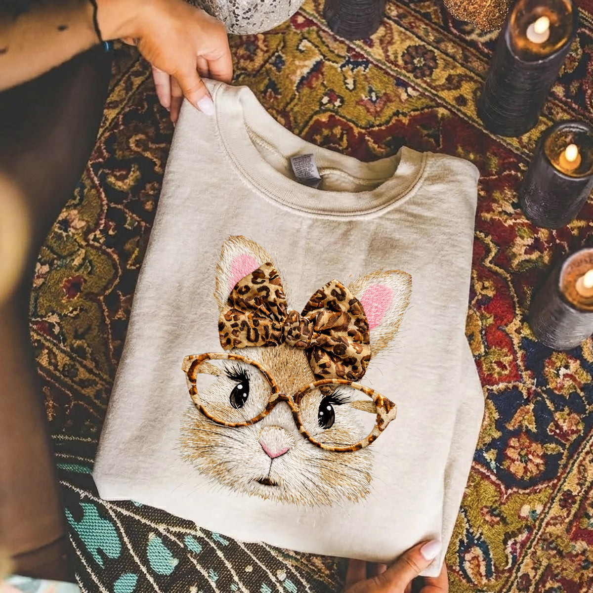 Leopard Bunny Glasses – He is Risen – Unisex Tshirt / Hoodie / Sweatshirt
