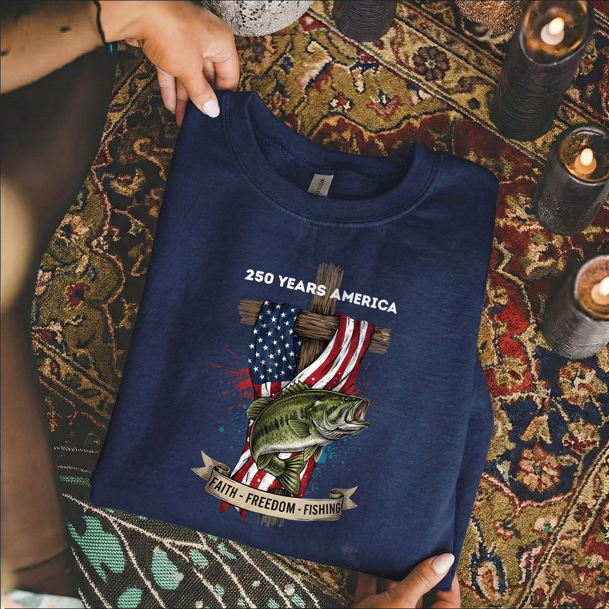 Faith Freedom Fishing 250 Years America Shirt – Faith & Freedom – Unisex Tshirt / Hoodie / Sweatshirt