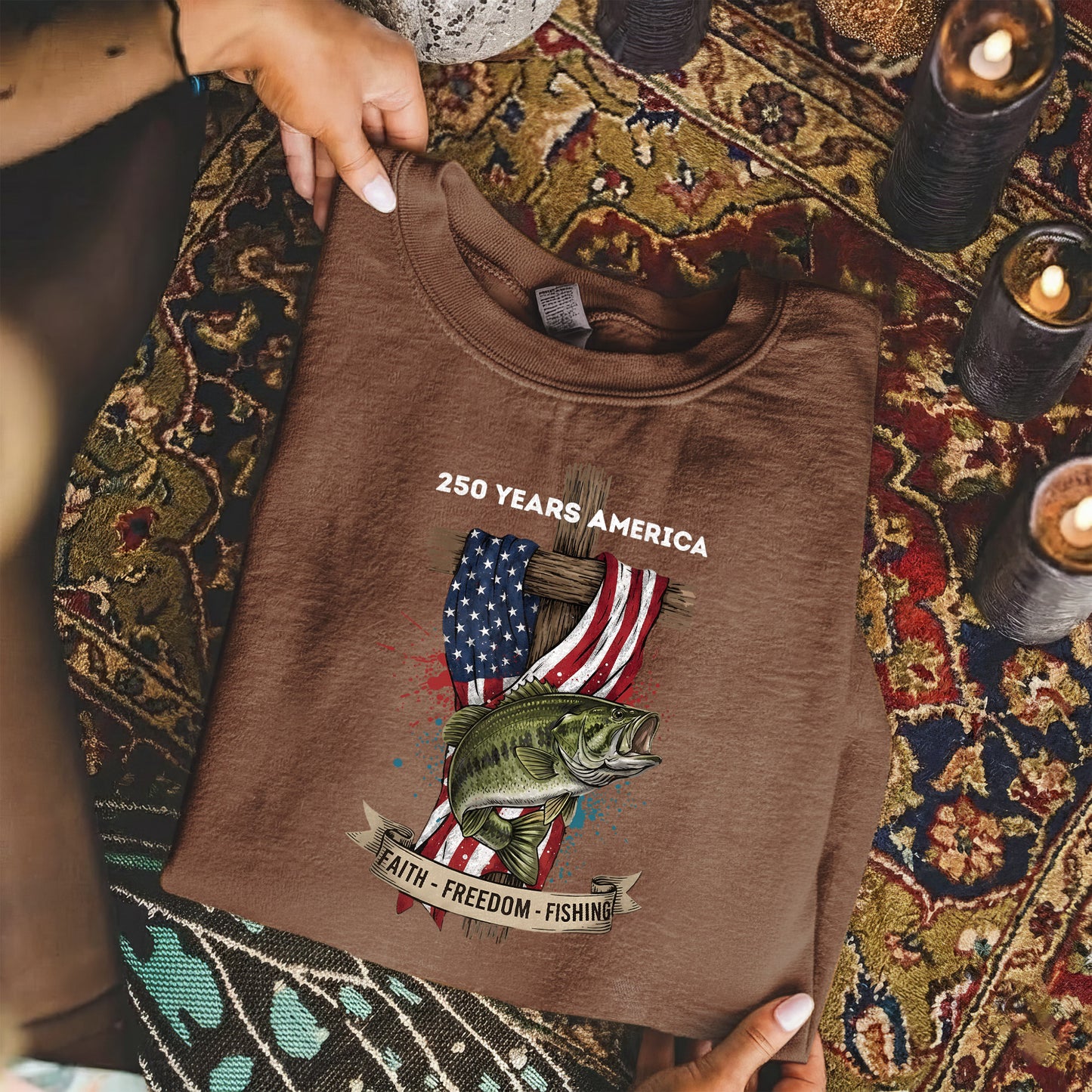 Faith Freedom Fishing 250 Years America Shirt – Faith & Freedom – Unisex Tshirt / Hoodie / Sweatshirt