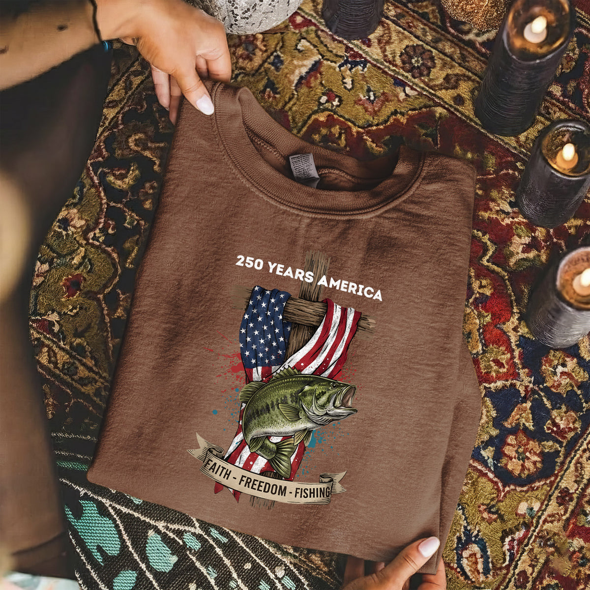 Faith Freedom Fishing 250 Years America Shirt – Faith & Freedom – Unisex Tshirt / Hoodie / Sweatshirt