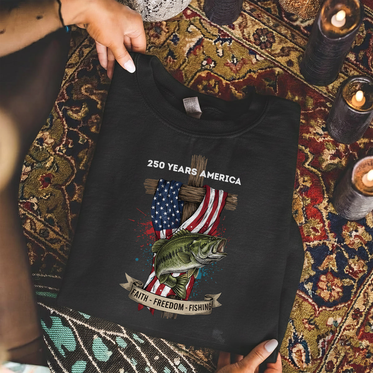 Faith Freedom Fishing 250 Years America Shirt – Faith & Freedom – Unisex Tshirt / Hoodie / Sweatshirt
