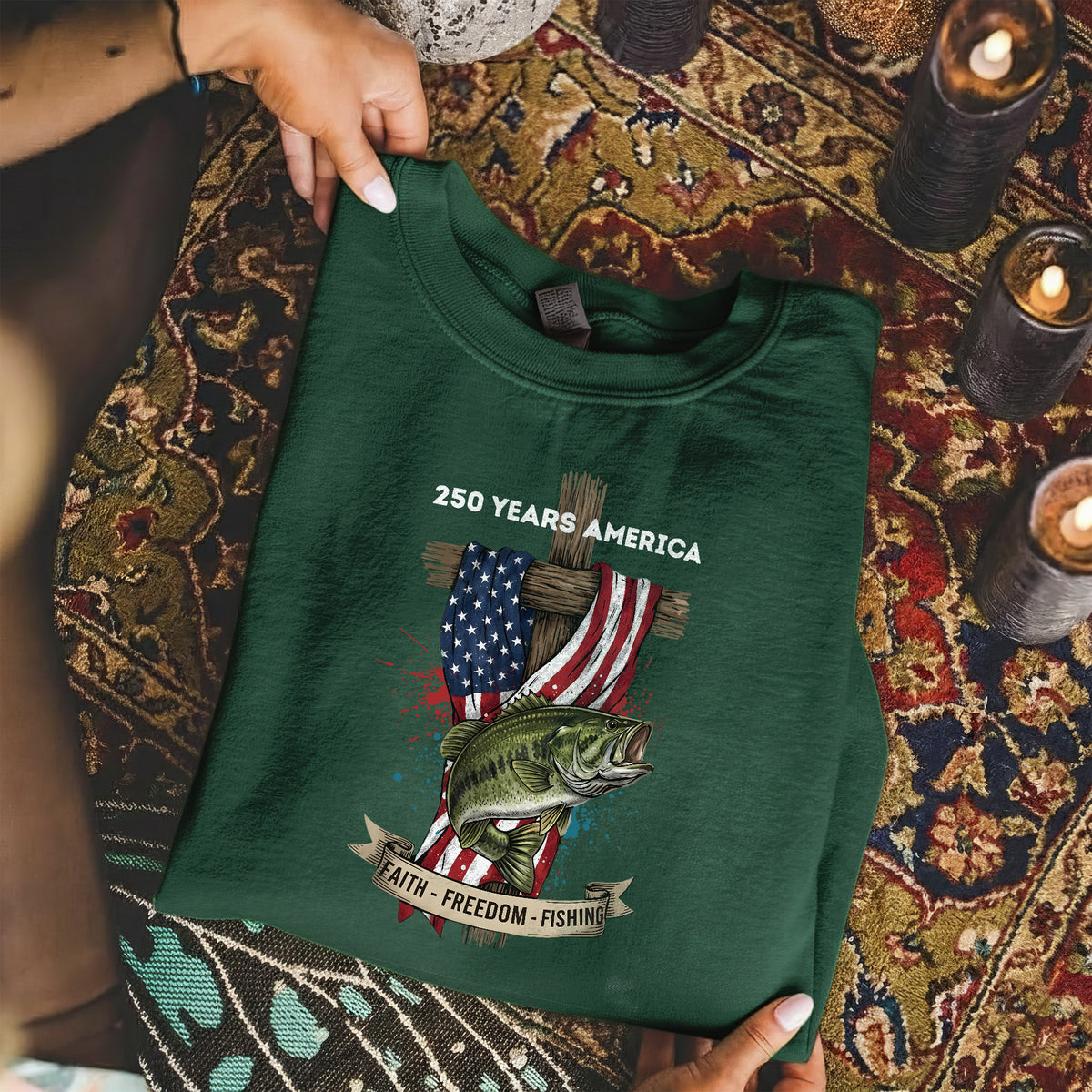 Faith Freedom Fishing 250 Years America Shirt – Faith & Freedom – Unisex Tshirt / Hoodie / Sweatshirt