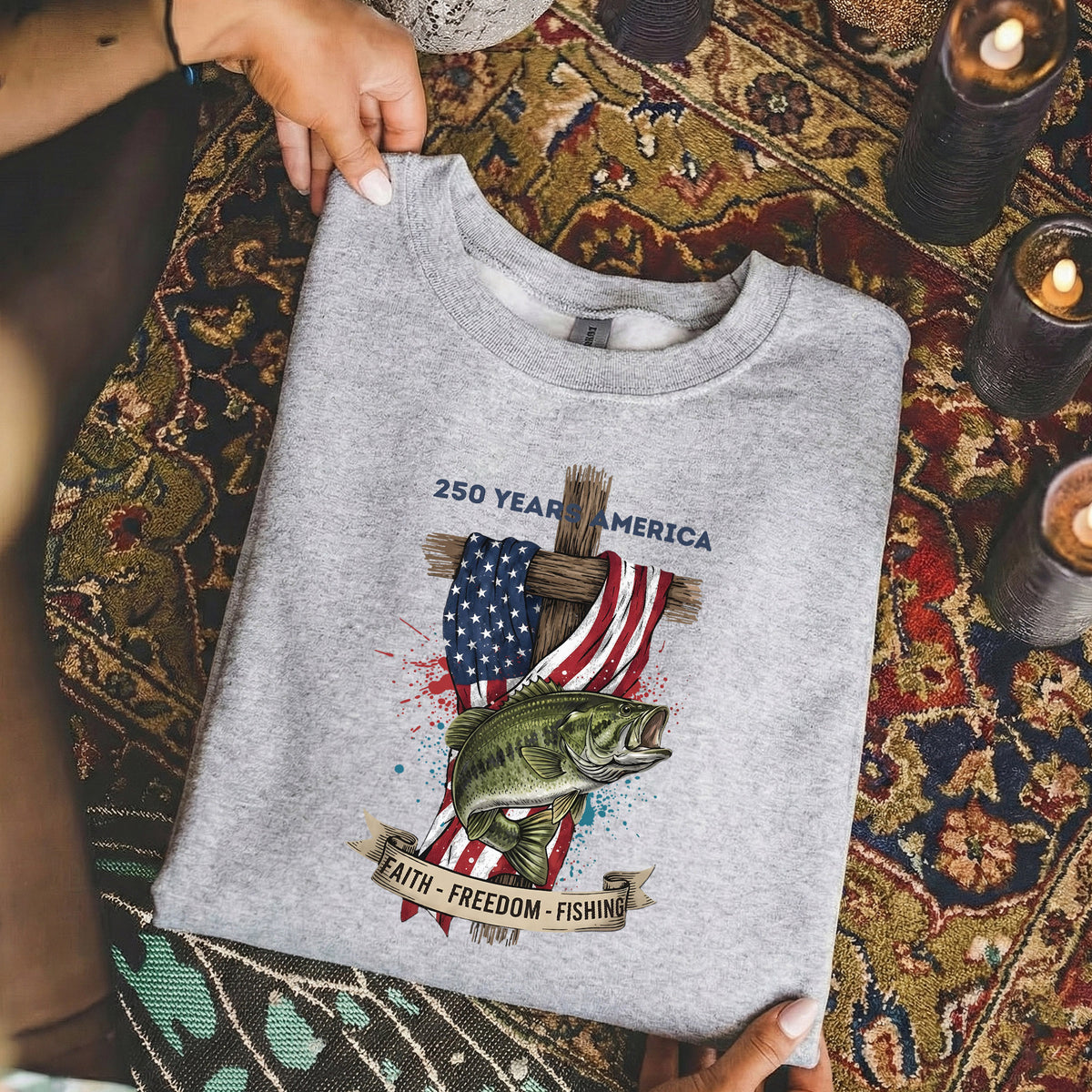 Faith Freedom Fishing 250 Years America Shirt – Faith & Freedom – Unisex Tshirt / Hoodie / Sweatshirt