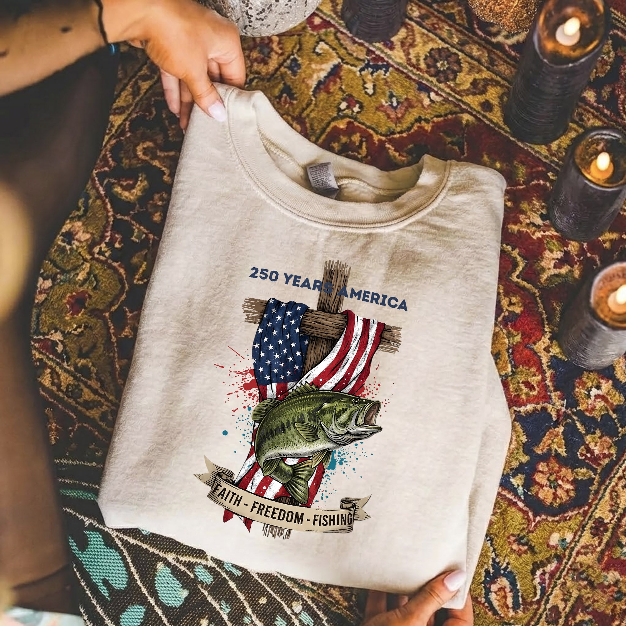 Faith Freedom Fishing 250 Years America Shirt – Faith & Freedom – Unisex Tshirt / Hoodie / Sweatshirt