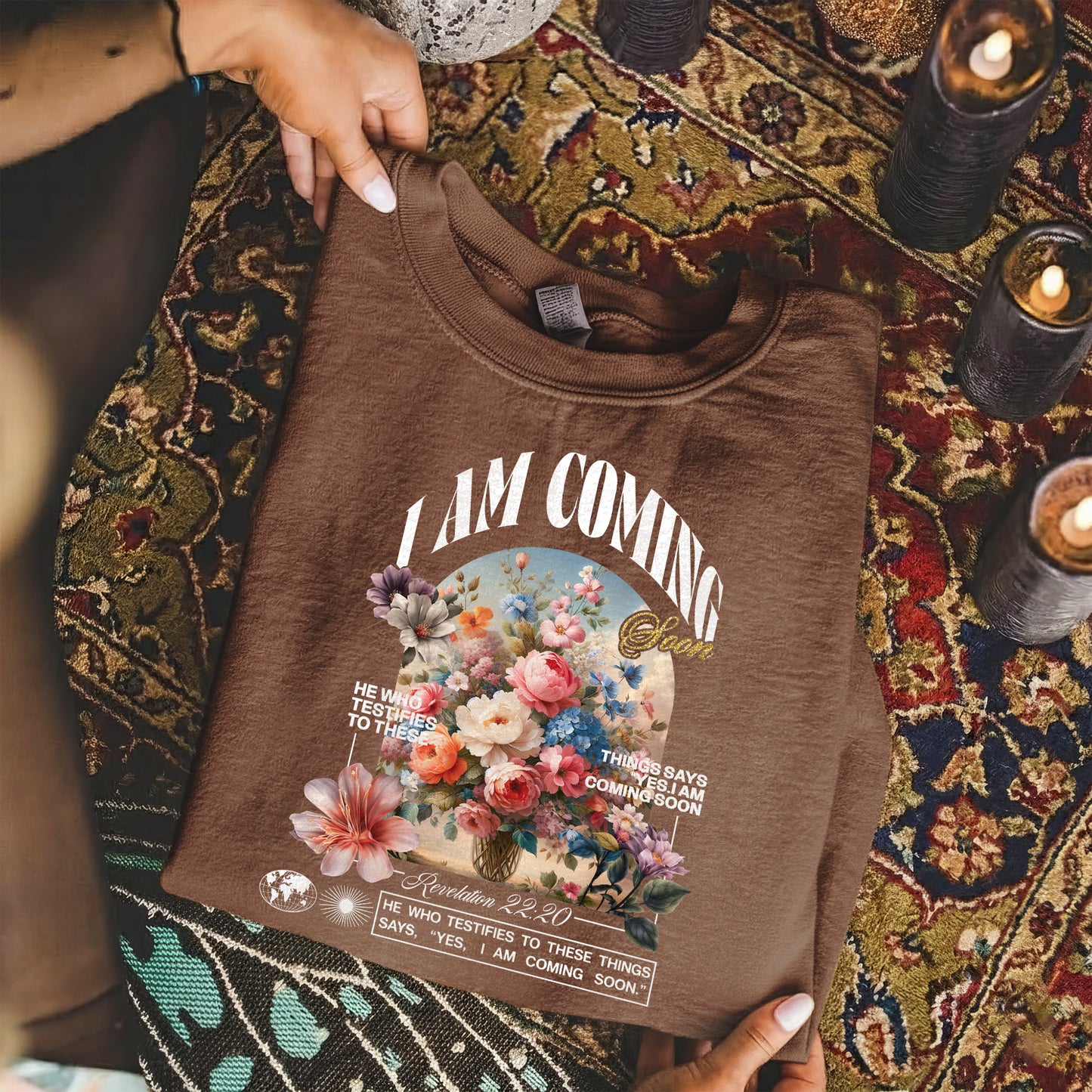 I Am Coming Soon Revelation 22 20– Faith Floral – Unisex Tshirt / Hoodie / Sweatshirt