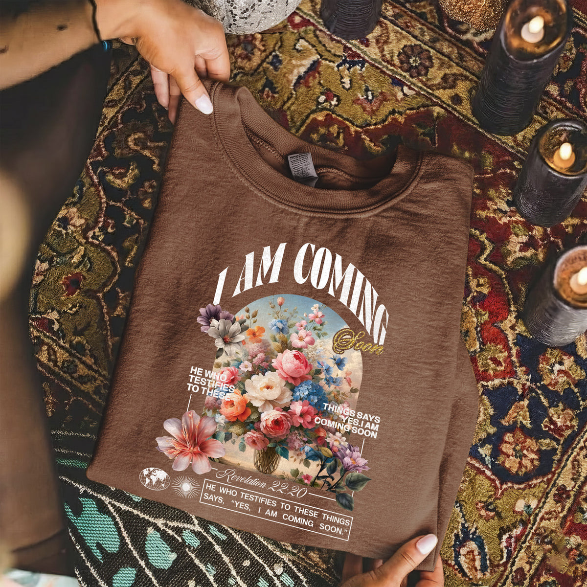 I Am Coming Soon Revelation 22 20– Faith Floral – Unisex Tshirt / Hoodie / Sweatshirt