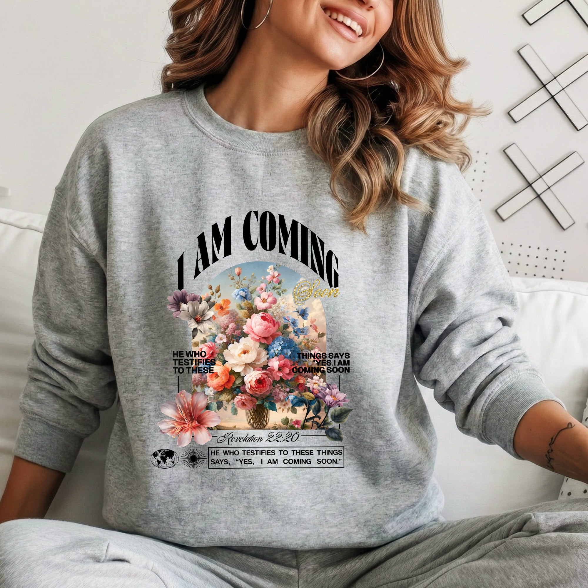 I Am Coming Soon Revelation 22 20– Faith Floral – Unisex Tshirt / Hoodie / Sweatshirt