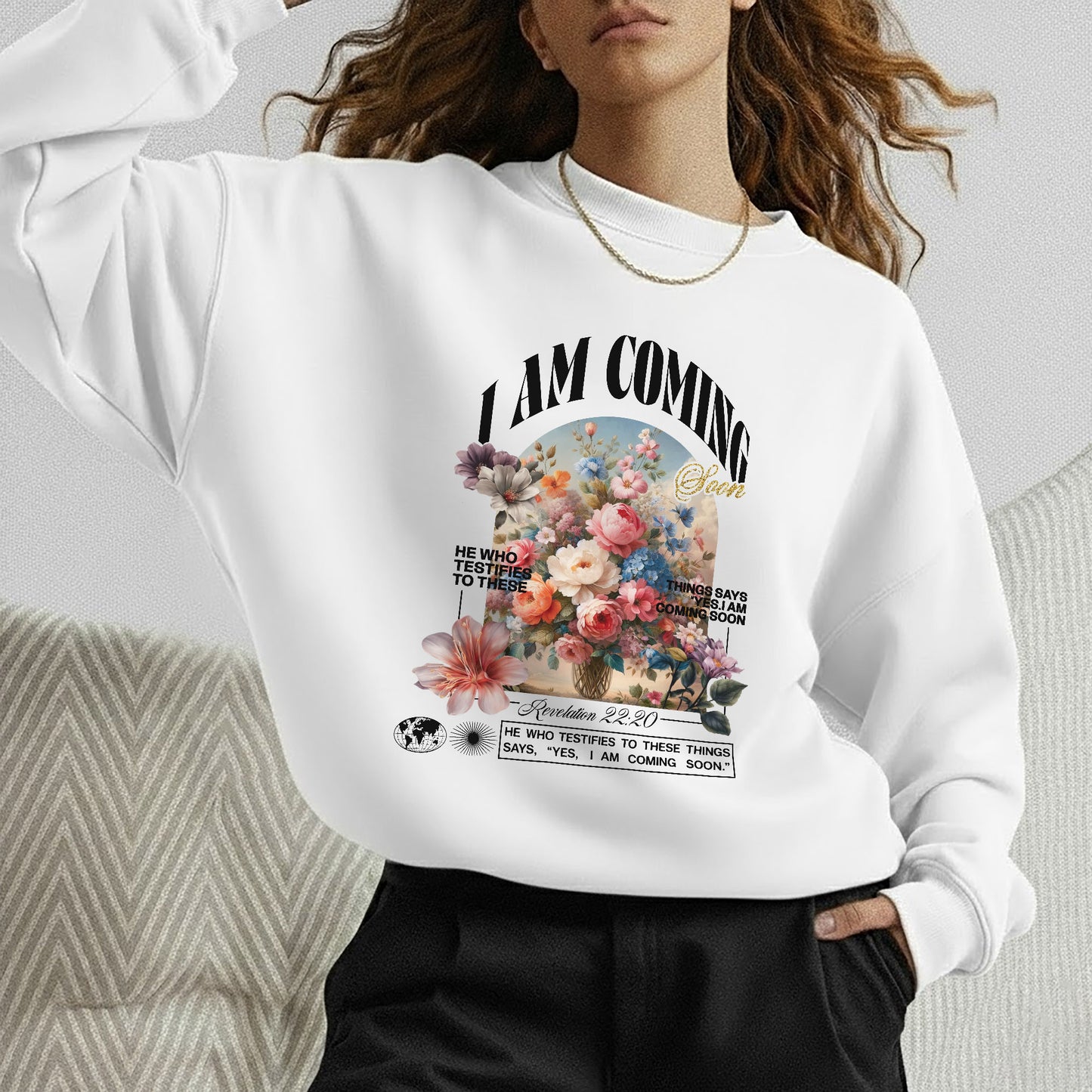 I Am Coming Soon Revelation 22 20– Faith Floral – Unisex Tshirt / Hoodie / Sweatshirt