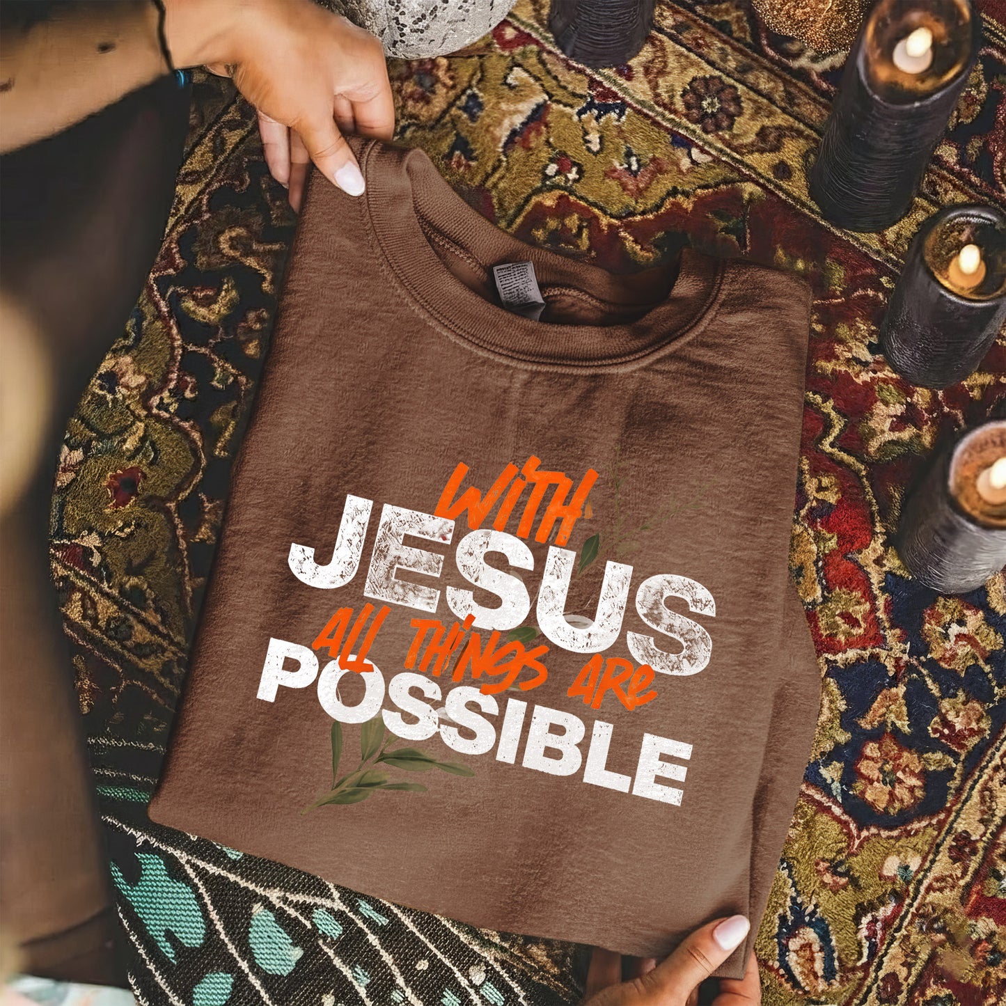 With Jesus All Things Are Possible – Faith Message– Unisex Tshirt / Hoodie / Sweatshirt