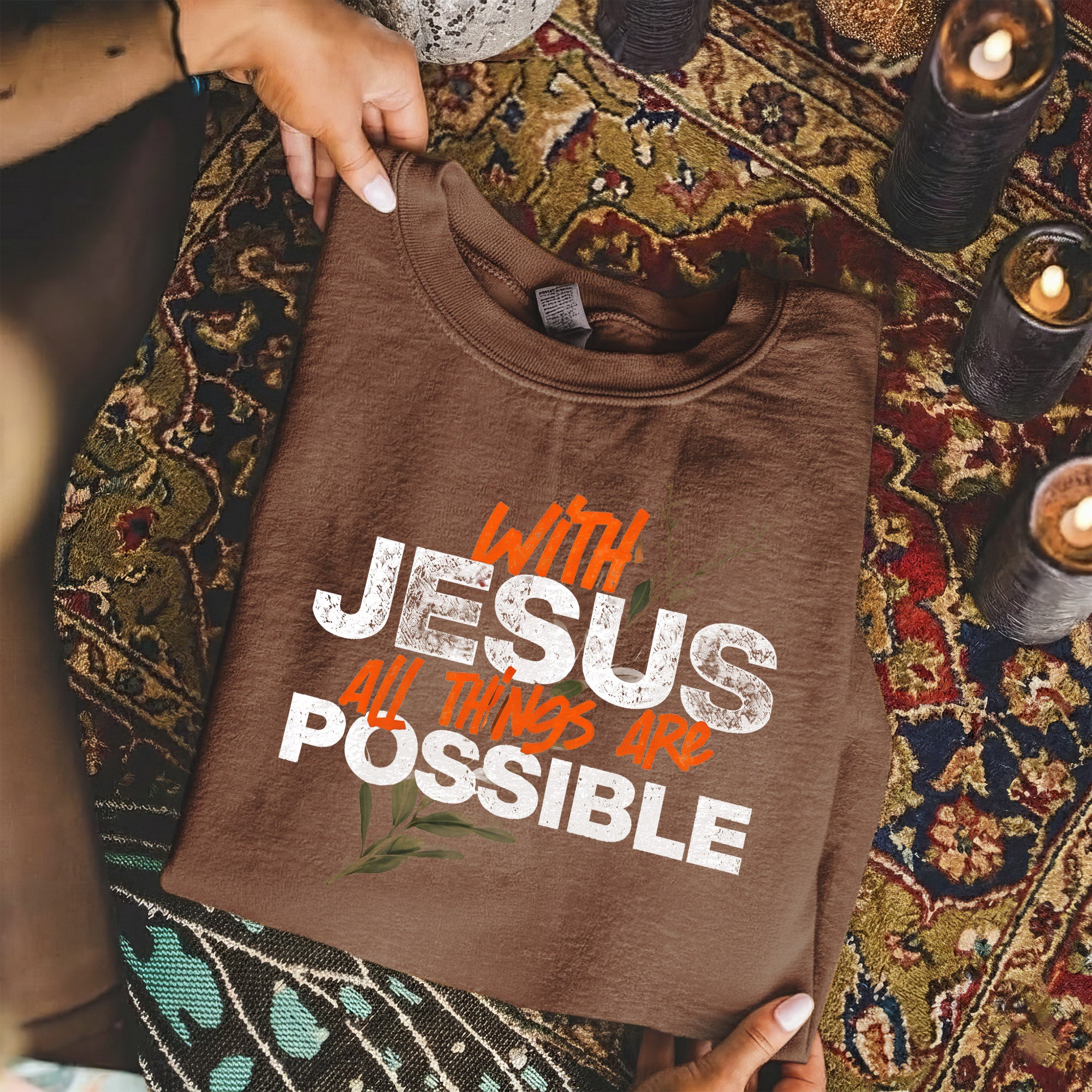 With Jesus All Things Are Possible – Faith Message– Unisex Tshirt / Hoodie / Sweatshirt