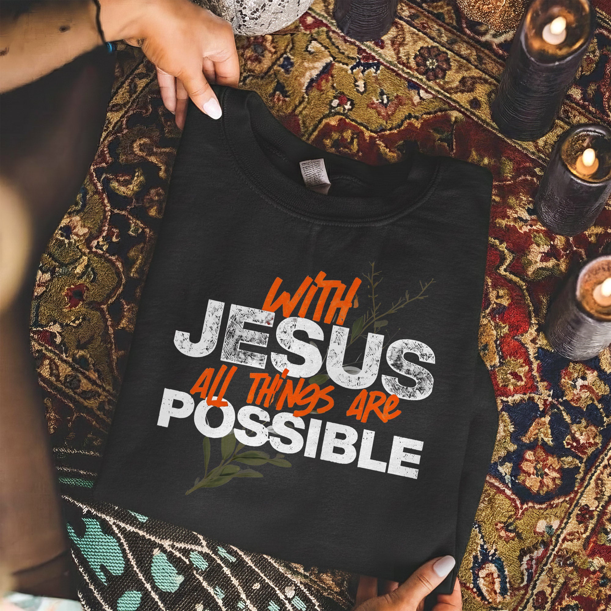 With Jesus All Things Are Possible – Faith Message– Unisex Tshirt / Hoodie / Sweatshirt