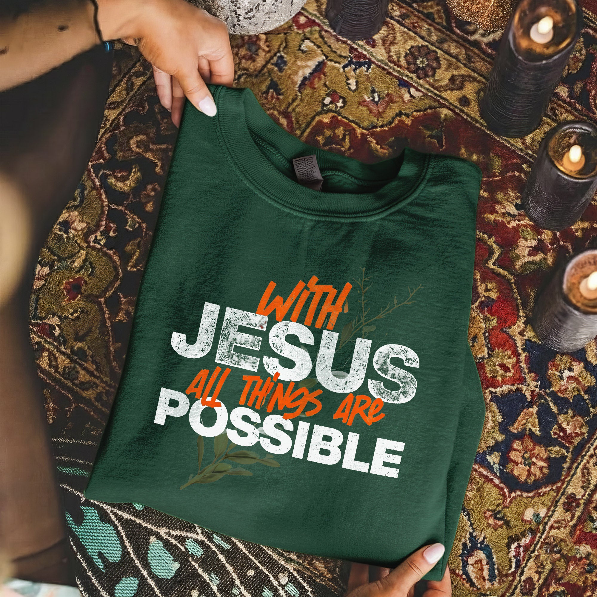 With Jesus All Things Are Possible – Faith Message– Unisex Tshirt / Hoodie / Sweatshirt