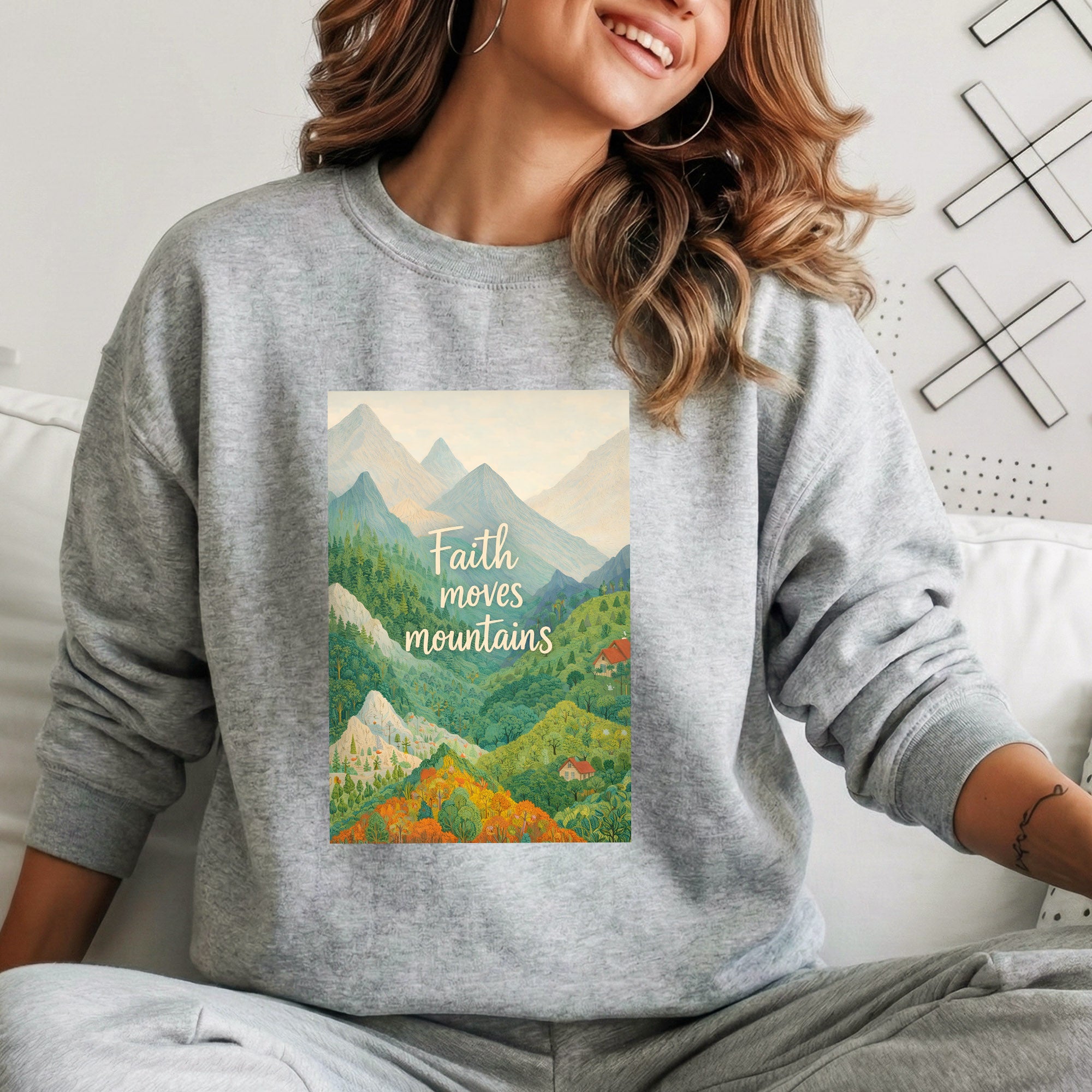 Faith Moves Mountains - Scenic Mountain Landscape – Faith Message– Unisex Tshirt / Hoodie / Sweatshirt