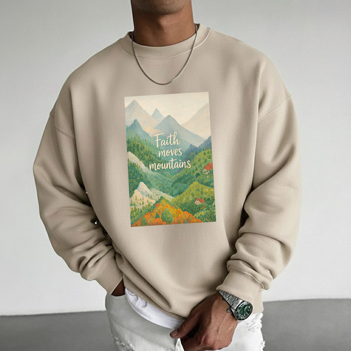 Faith Moves Mountains - Scenic Mountain Landscape – Faith Message– Unisex Tshirt / Hoodie / Sweatshirt