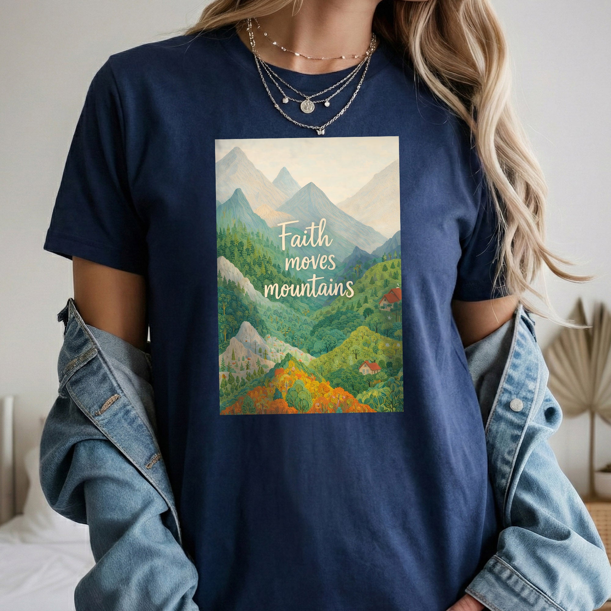 Faith Moves Mountains - Scenic Mountain Landscape – Faith Message– Unisex Tshirt / Hoodie / Sweatshirt