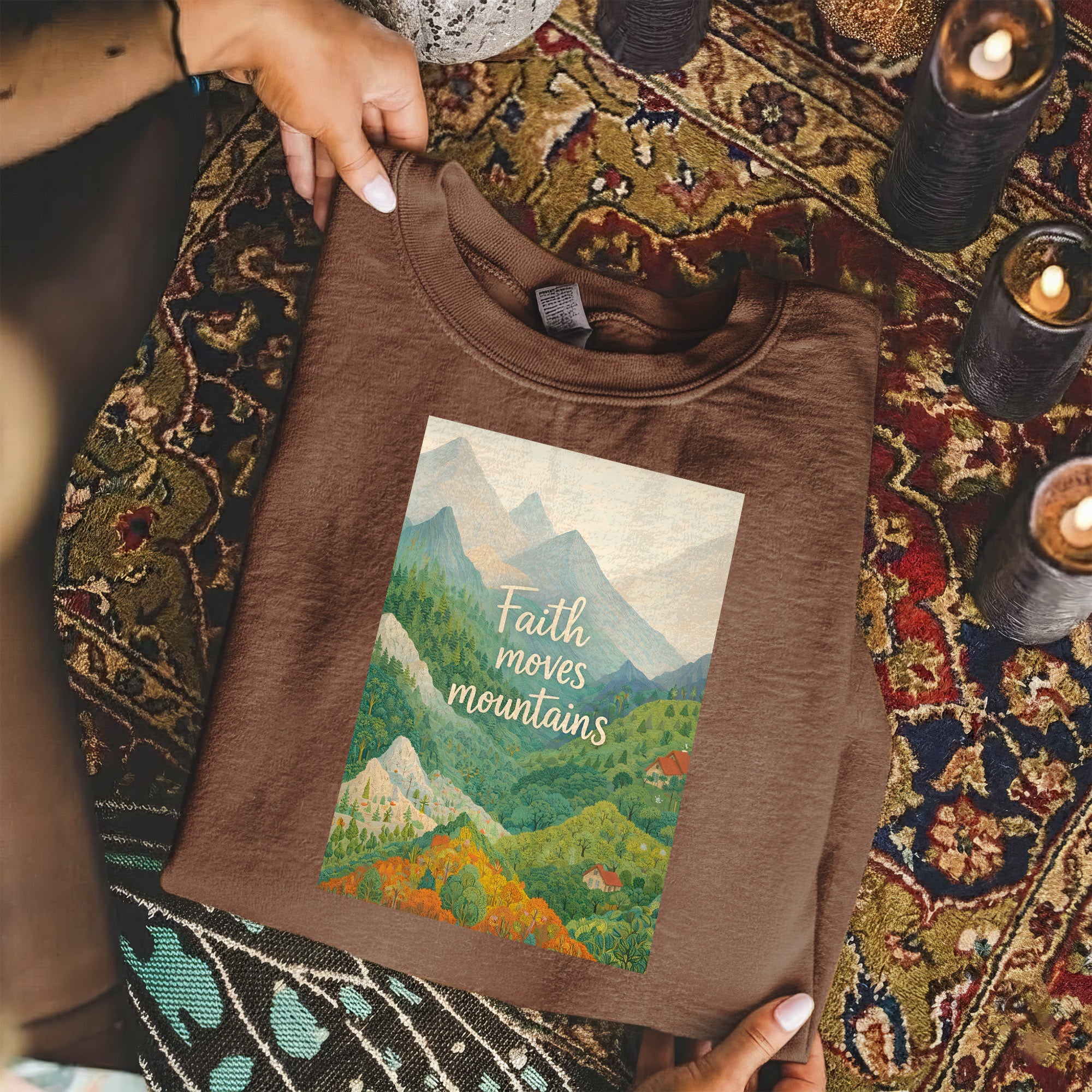 Faith Moves Mountains - Scenic Mountain Landscape – Faith Message– Unisex Tshirt / Hoodie / Sweatshirt