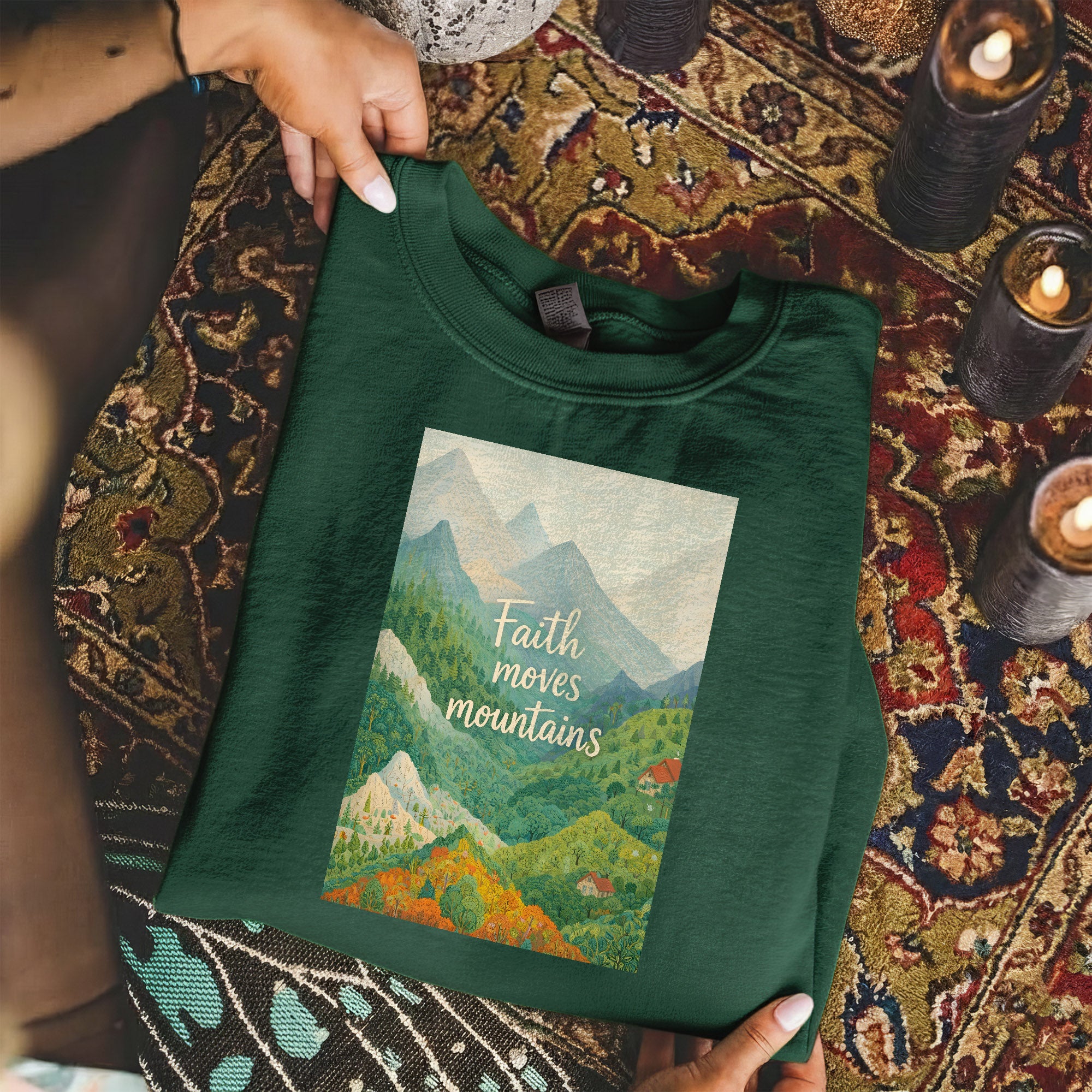 Faith Moves Mountains - Scenic Mountain Landscape – Faith Message– Unisex Tshirt / Hoodie / Sweatshirt