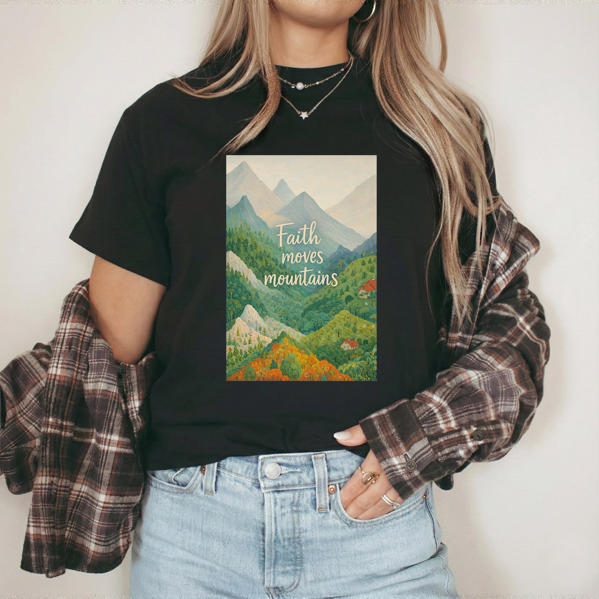 Faith Moves Mountains - Scenic Mountain Landscape – Faith Message– Unisex Tshirt / Hoodie / Sweatshirt