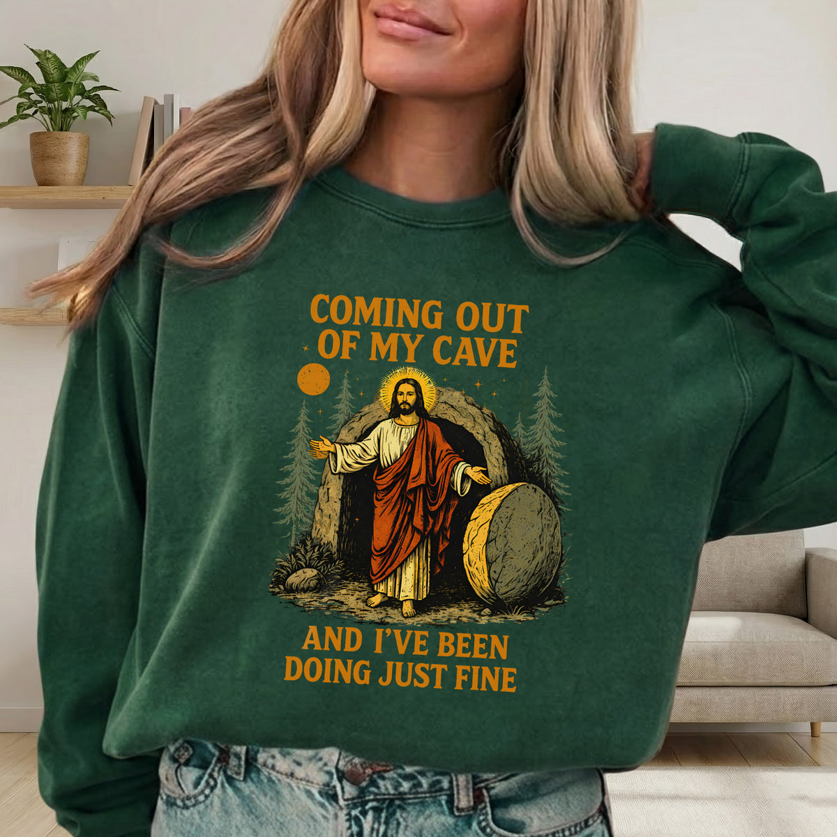 Coming Out of My Cave Christian Easter Humor – He is Risen – Unisex Tshirt / Hoodie / Sweatshirt